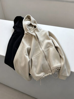 IMG_20261030_14805 Ruibang Apparel cropped fleece zip hoodie three color flat lay